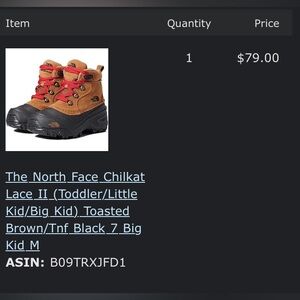 North Face Kids (Big Kids Grade School Size 7) 

WATERPROOF